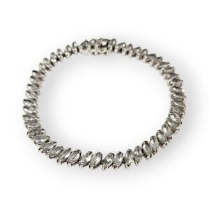 Diamonique Marquise Sterling Tennis Bracelet CZ Cubic Zirconia 925 Silver 7.5"